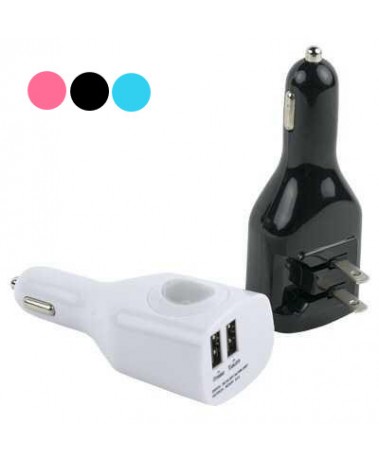 Dual USB car charger and wall charger 5V 2.1A
