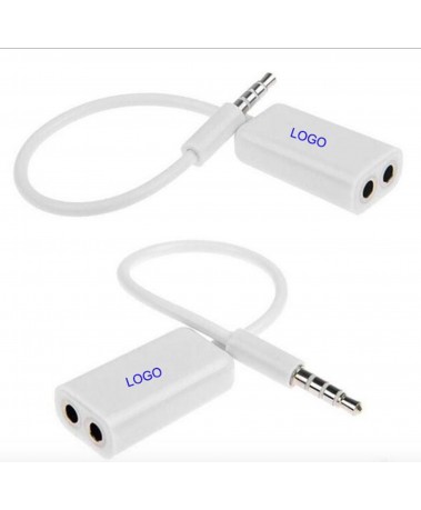 3.5mm Dual Double Splitter Audio Share Music Cable Adapter Earphone